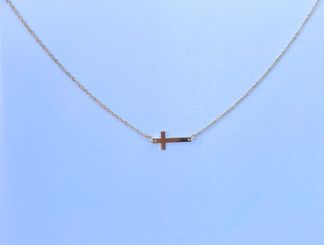 Silver/Gold Plated Sideways Cross Necklace, Christian Jewelry