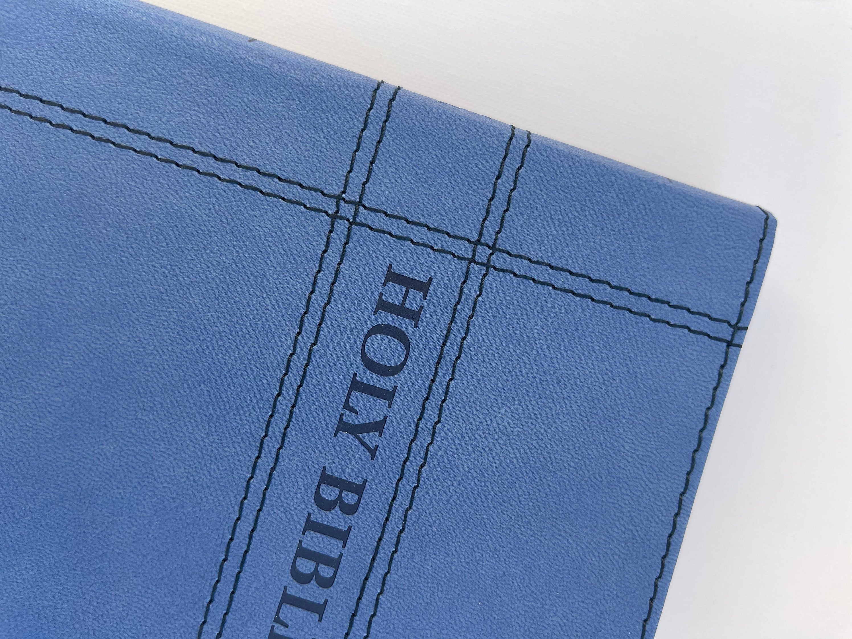Personalized Blue NIV Bible, Imitation Leather Cover, Christian Gift