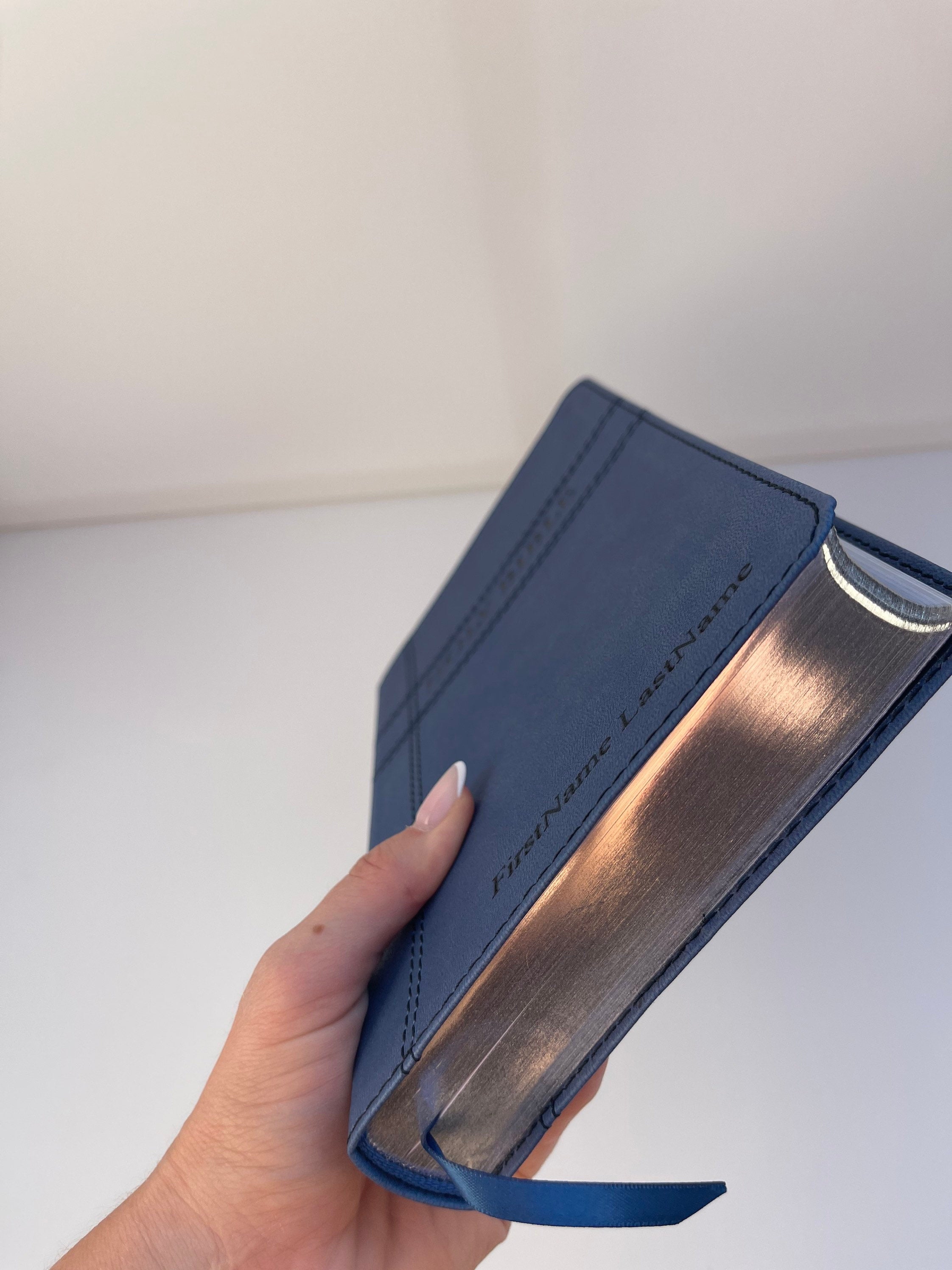 Personalized Blue NIV Bible, Imitation Leather Cover, Christian Gift