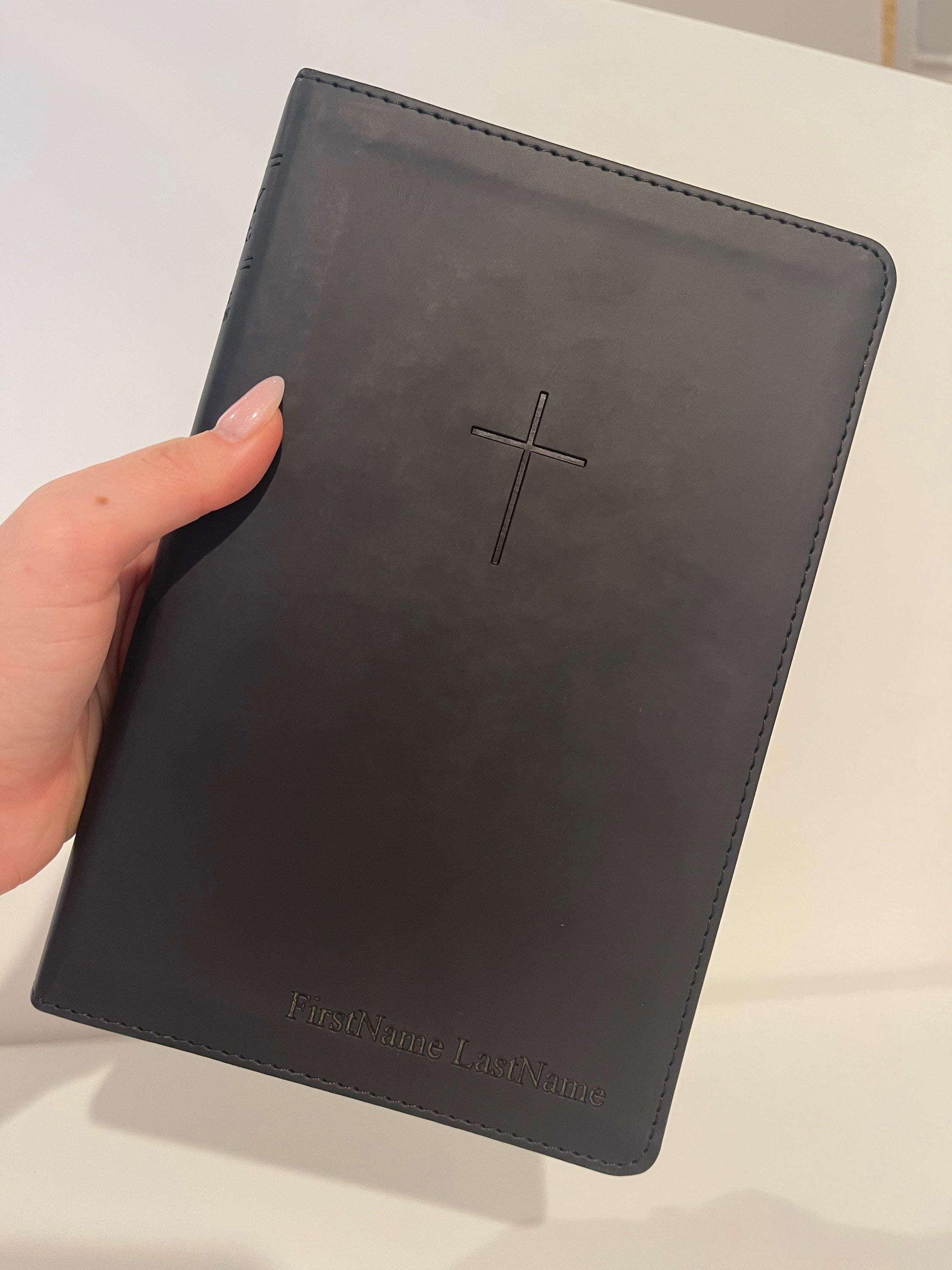 Personalized NLT Gift Bible, Matte Black Leather-Like Cover