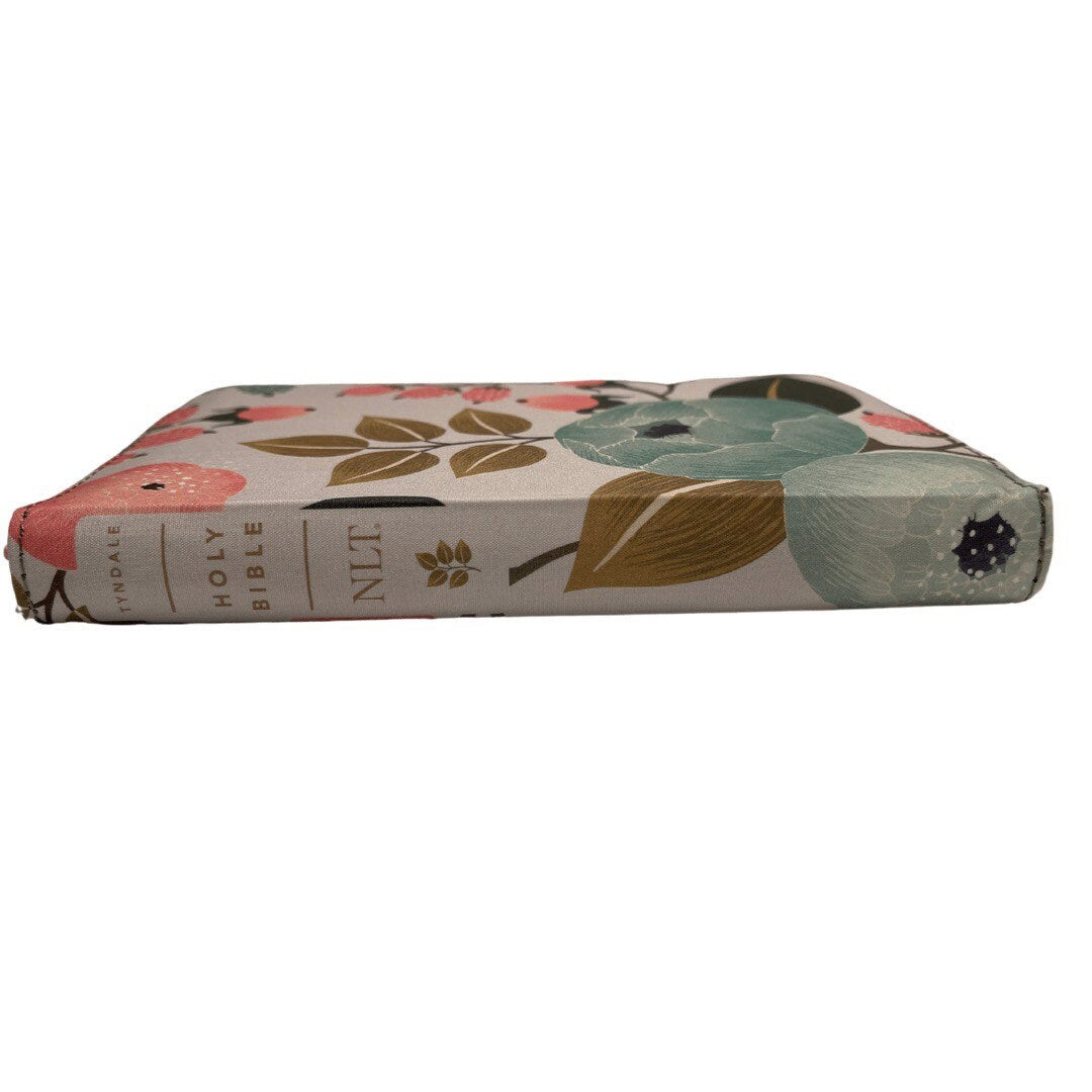 Floral Garden NLT Bible, Zippered Cloth Cover