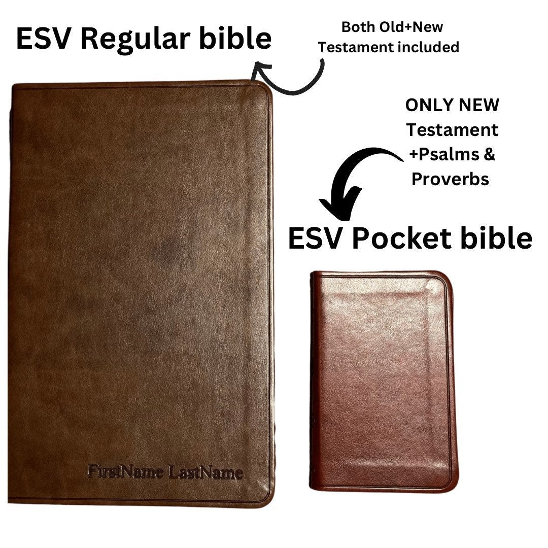 Engraved Pocket Bible -TINY Small Bible ESV Translation Personalized Holy Bible Cover New Testament Bible Psalms and Proverbs Christian Gift