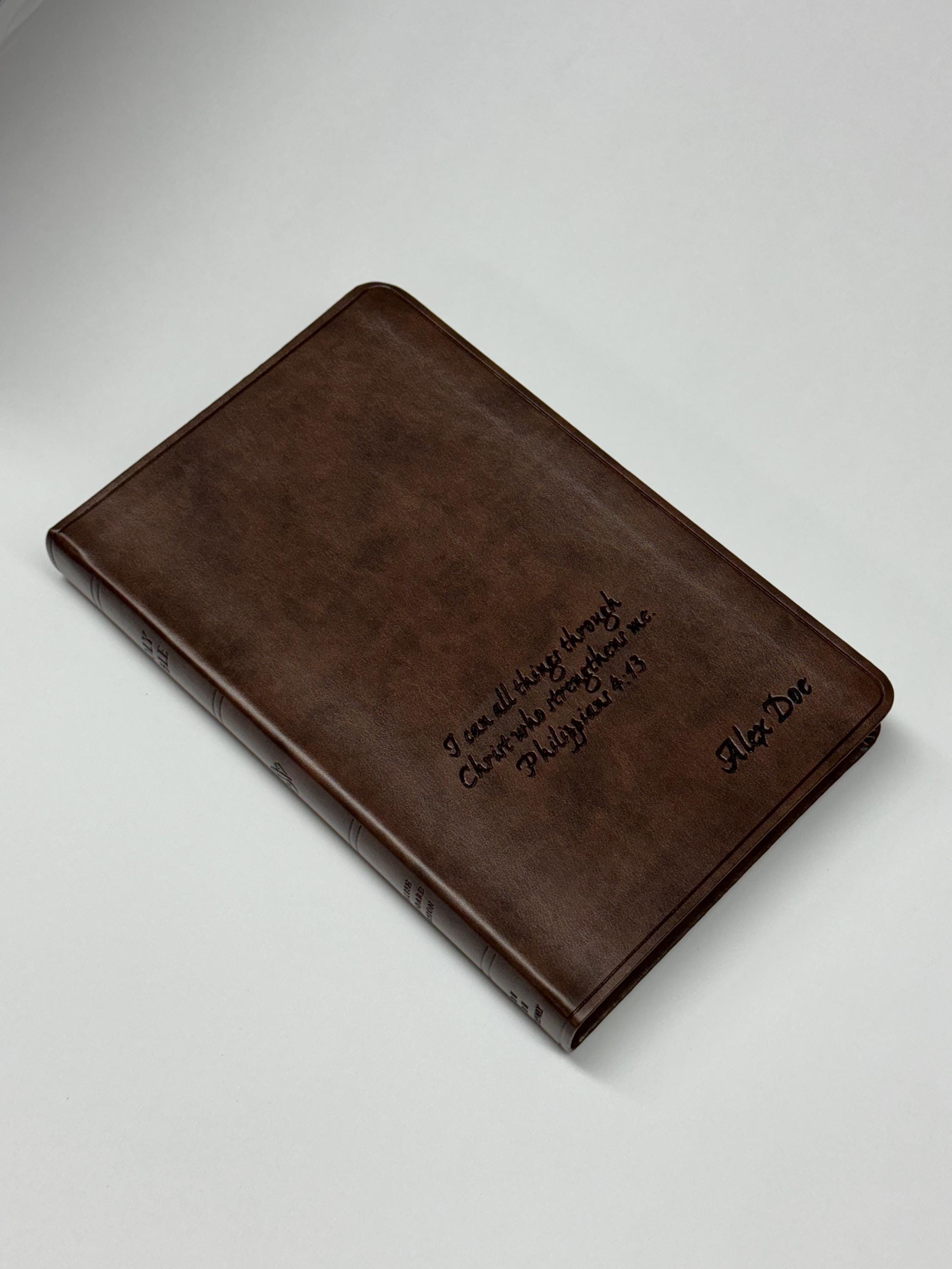 Personalized ESV Bible, Brown Leather Cover, Christian Gift