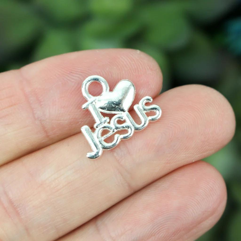 I Love Jesus Charm, Religious Bracelet Charm