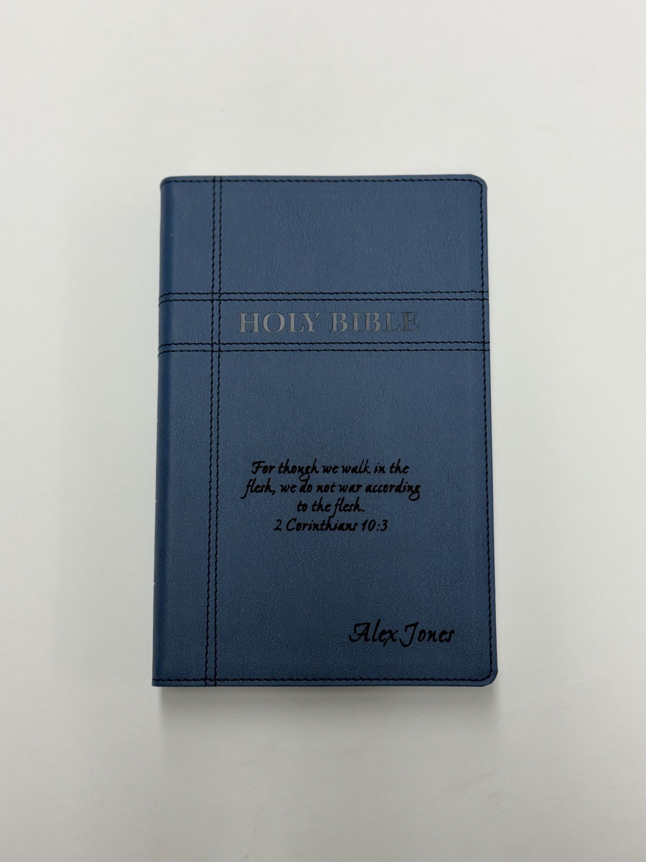Personalized Blue NIV Bible, Imitation Leather Cover, Christian Gift