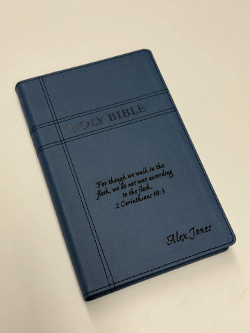Personalized Blue NIV Bible, Imitation Leather Cover, Christian Gift