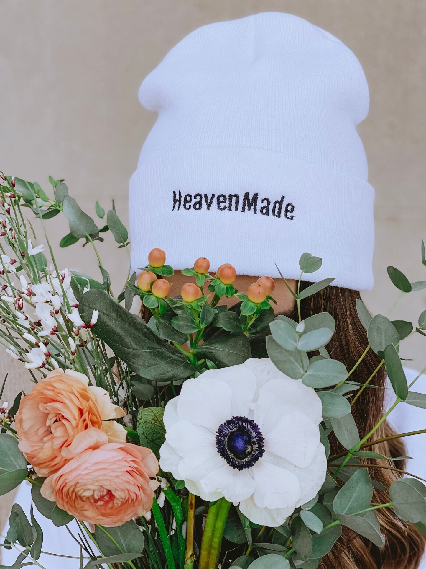 HeavenMade embroidered beanie, Christian cuffed beanie, religious hats, faith hat, beanie for men or women