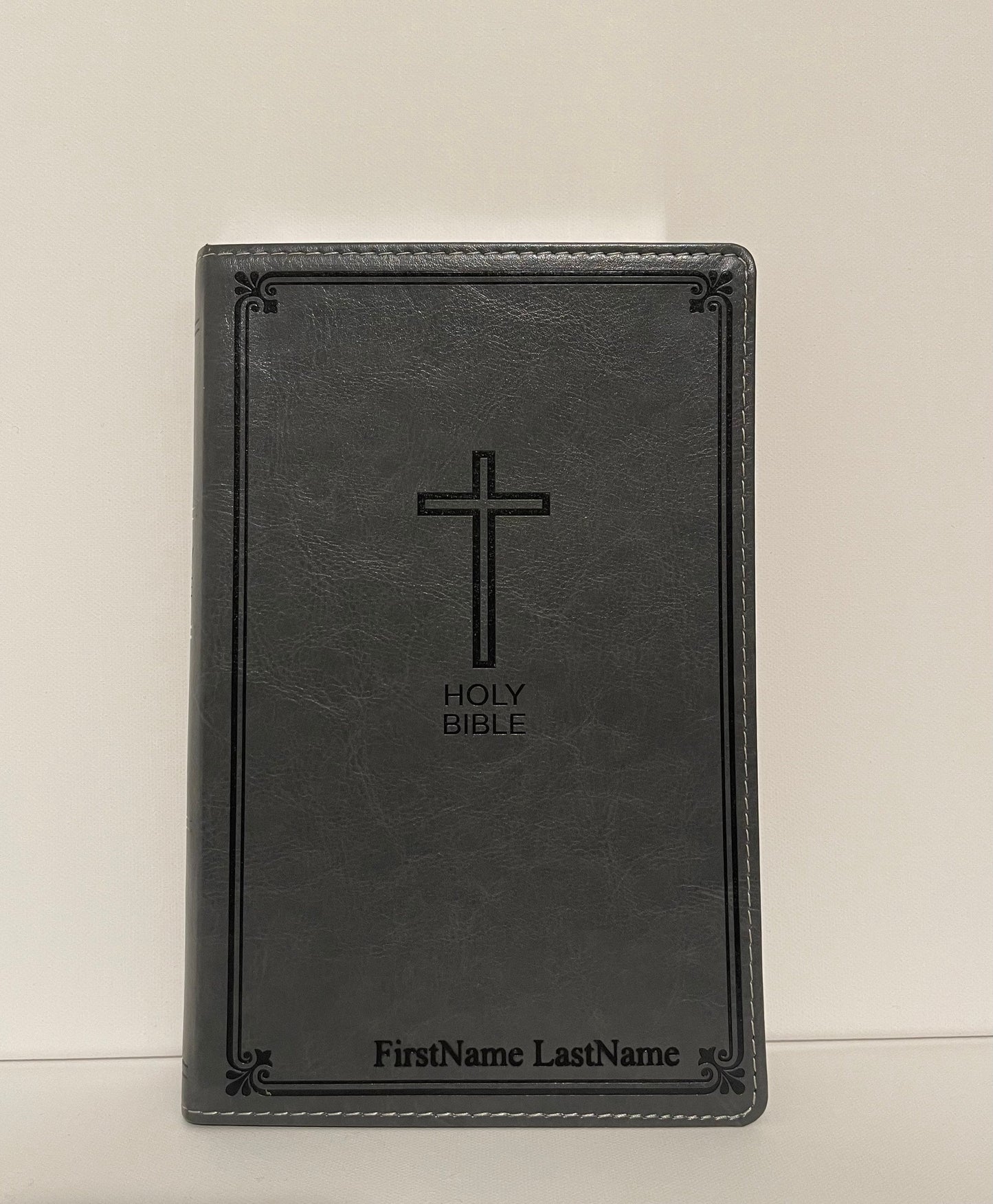 New King James Version Holy Bible , Customized Cover , NKJV Engraved Christian Bible , religious Christian gifts , Baptism gift , Grey Bible