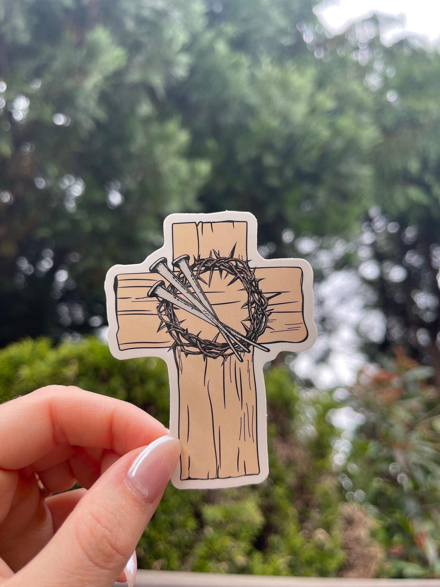 Cross and nails sticker, Faith based stickers, christian stickers, love stickers, bible verse stickers