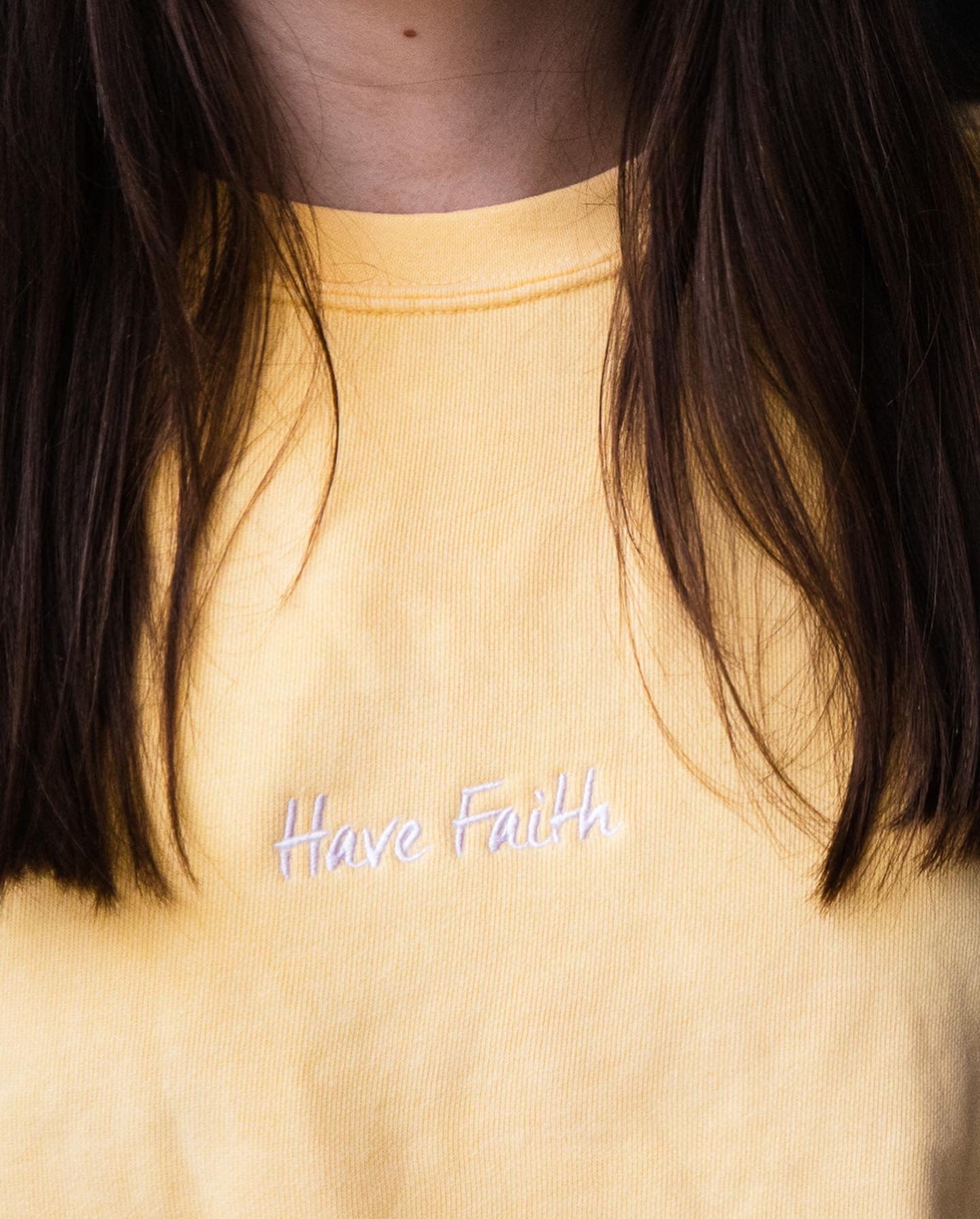 Have Faith yellow crewneck