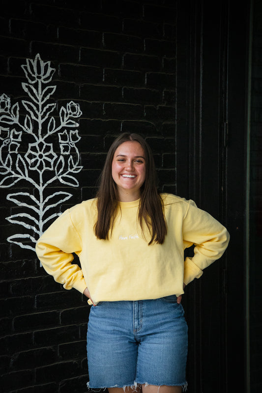 Have Faith yellow crewneck