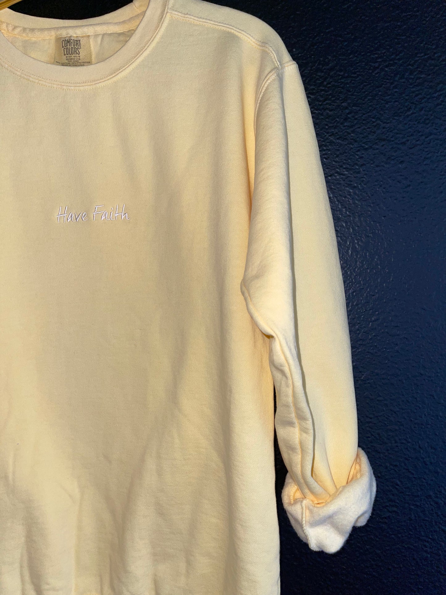 Have Faith yellow crewneck